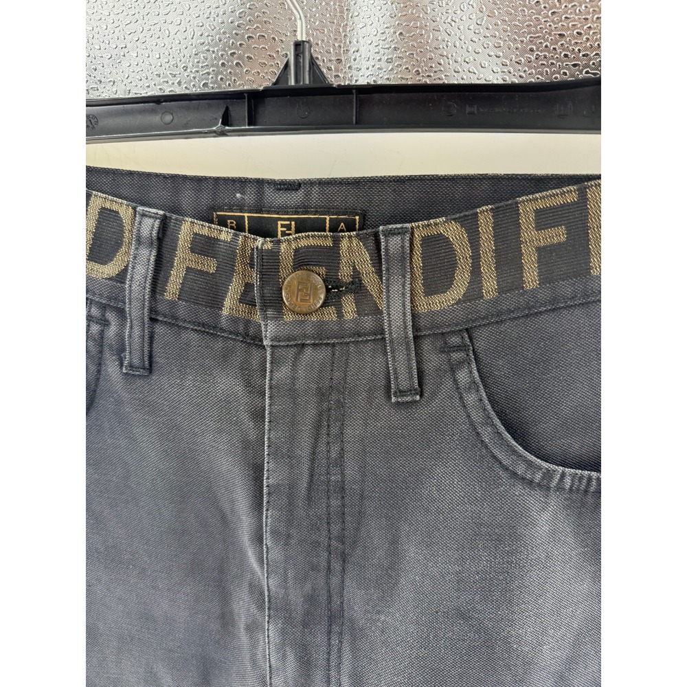 Fendi Roma Amor Vintage Cropped Jeans Black Logo Waistband Made Italy 28x24 - Picture 7 of 8